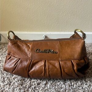 Carlos Santana Brown Pleated Leather Wristlet